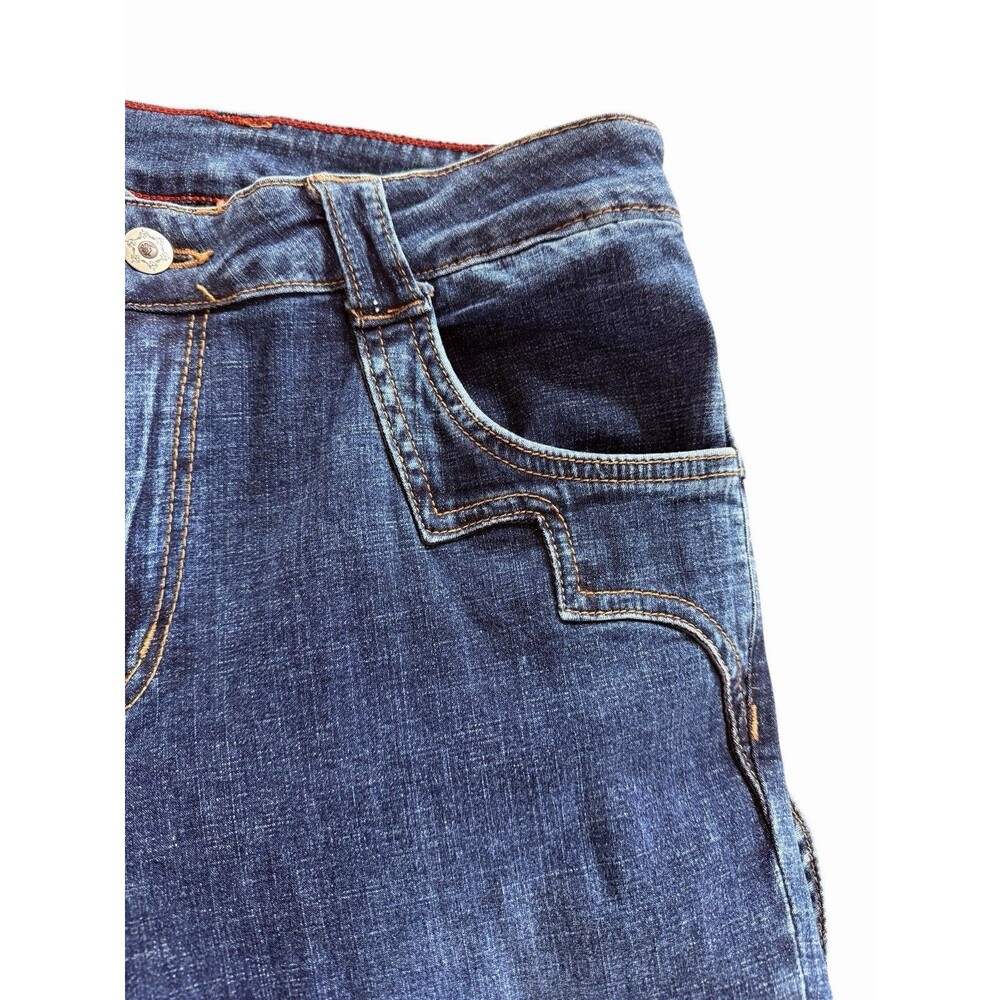 Y2K Mu Jeans Size 12 Western Cowgirl Split Hem Flare Jeans Rodeo Boho Festival - Picture 7 of 9